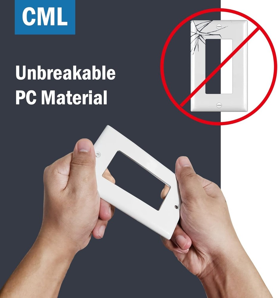 CML Decorator Wall Plates, 50 Pack Electrical 1-Gang 50 Pack, Gloss White