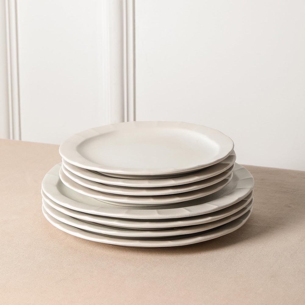 Oasis 12-Piece Dinnerware Set Stoneware, Dishwasher and Microwave Safe Plates...