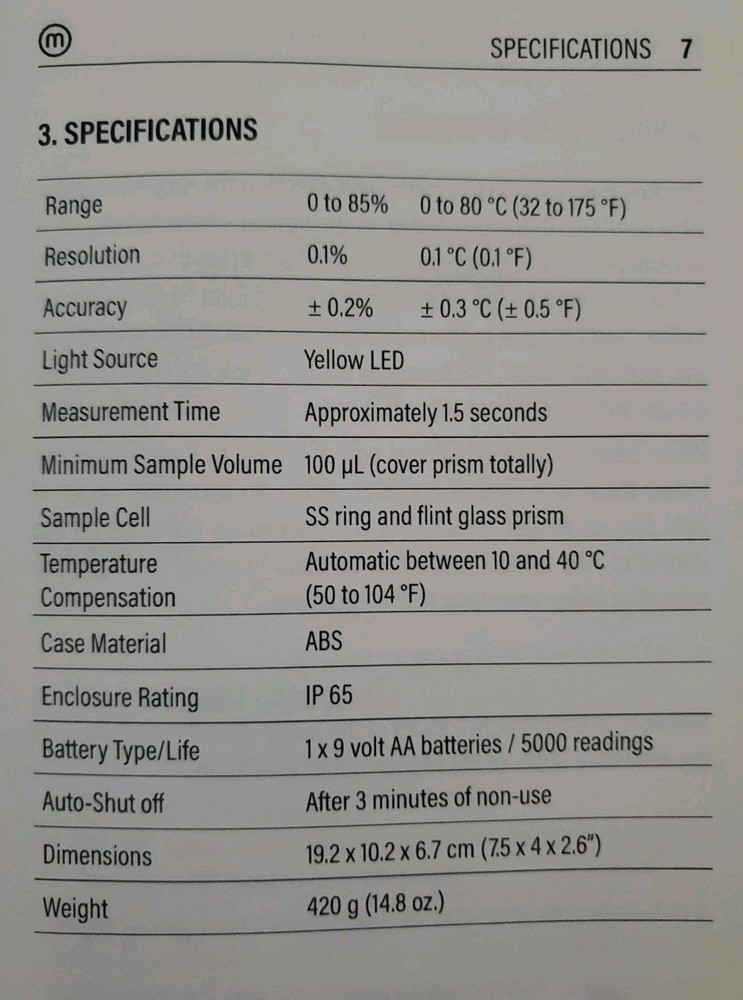 Milwaukee Digital Brix MA871 Refractometer
