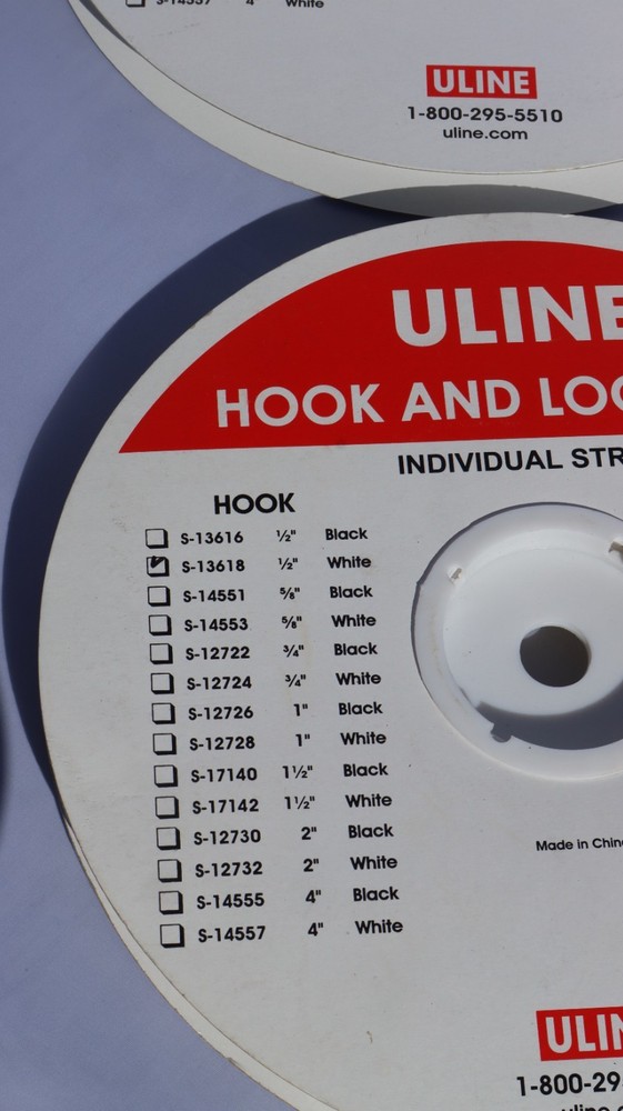 Uline hook and loop tape rolls
