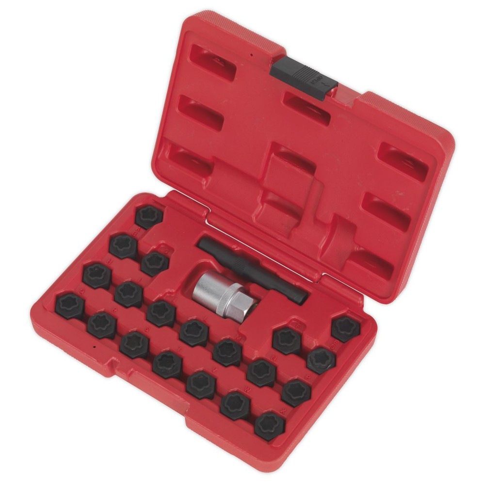 Sealey Locking Wheel Nut Key Set 22pc BMW Garage Storage Case