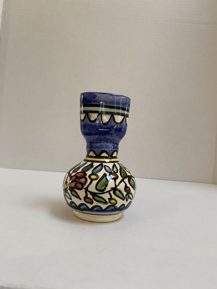 4 PCS. KIDDUSH SET, HAND PAINTED, CERAMIC