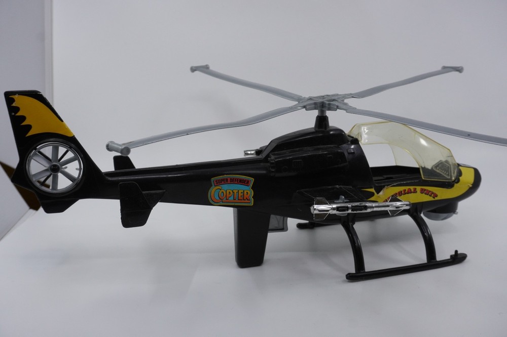 Vtg. Processed Plastic CO. Helicopter w/ Trigger Spin Blades 18" Black Gi Scale
