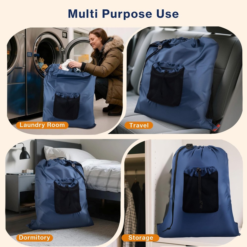 2 Pack Laundry Backpack Bags w/ Adjustable Straps
