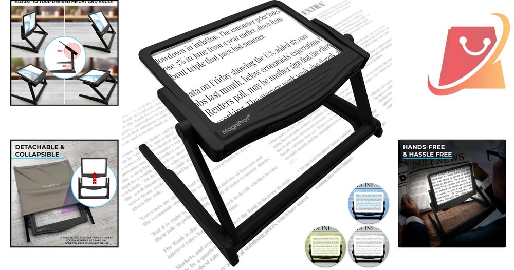Large Anti-Glare LED Page Magnifier: Hands-Free & 3 Adjustable Light Modes