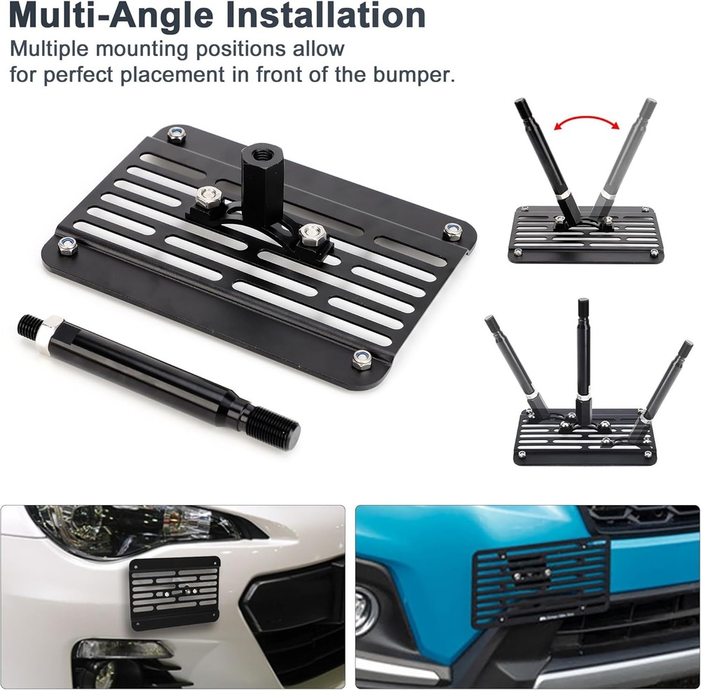 Front Bumper Tow Hook License Plate Mount Relocator Bracket Mounting Bolt Adapte