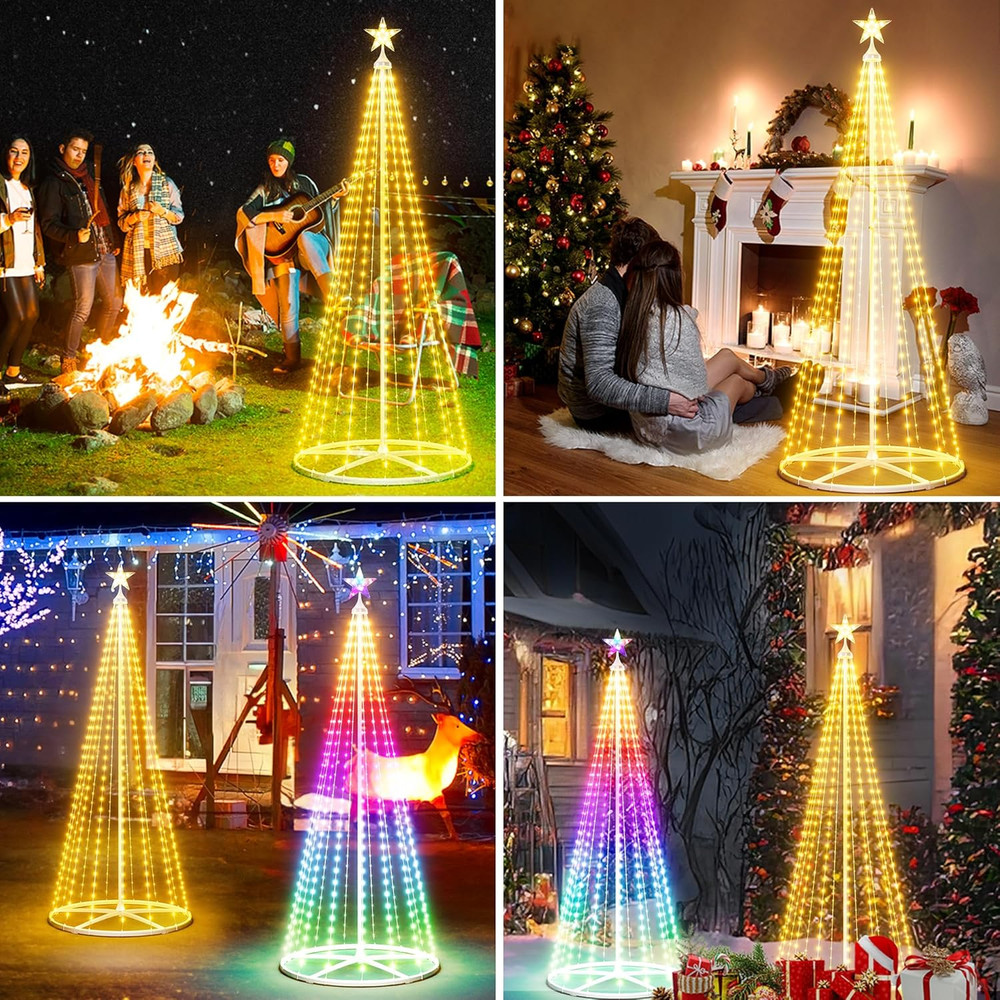 6FT Smart Cone Christmas Tree with Music Sync & Remote Control LED Lights