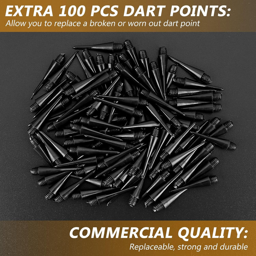 Soft Tip Darts Set, 16 Darts with 100 Black 2BA Replacement Tips