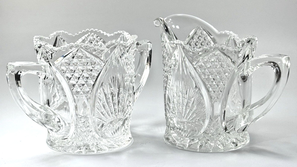 EAPG Glass Cream & Sugar Set