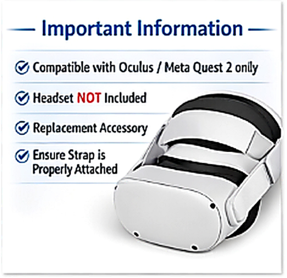 Replacement Head Strap for Meta Quest 2 Oculus Quest 2 VR Headset Strap + 4 Caps