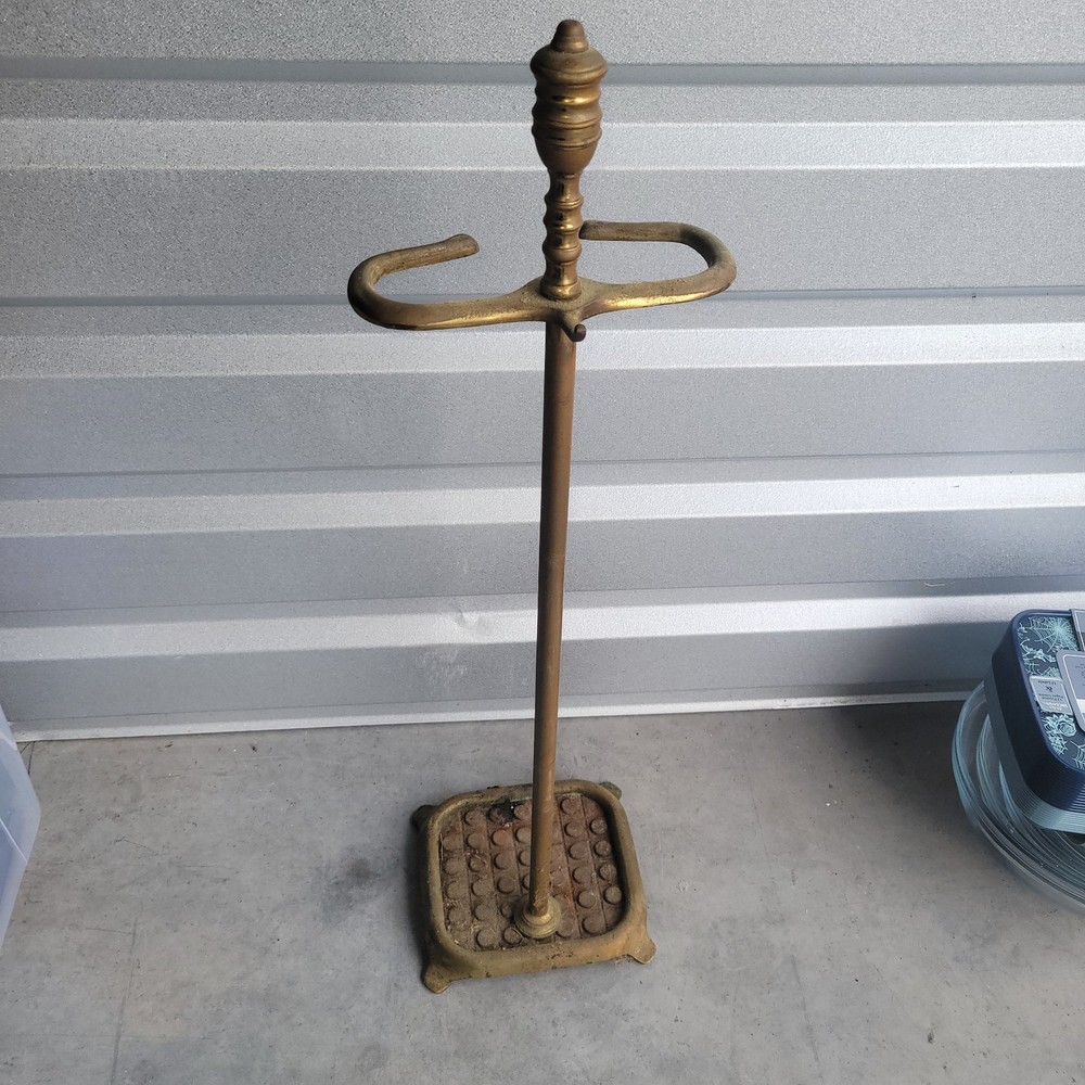 Vintage Brass Fireplace Tool Set Bellows Match Stick Holder