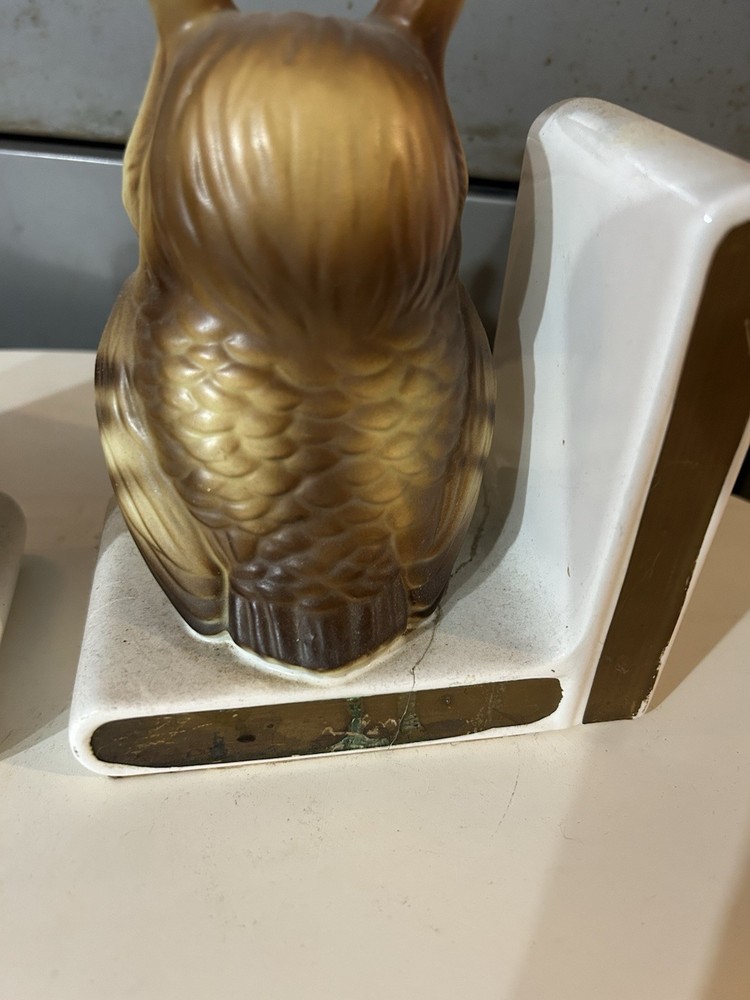 Vintage Owl Library Bookends Kitschy