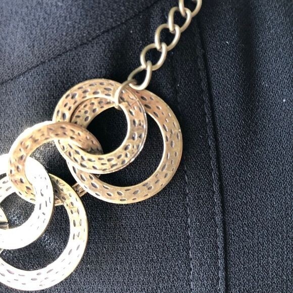 Brass Circle Statement Necklace & Earrings