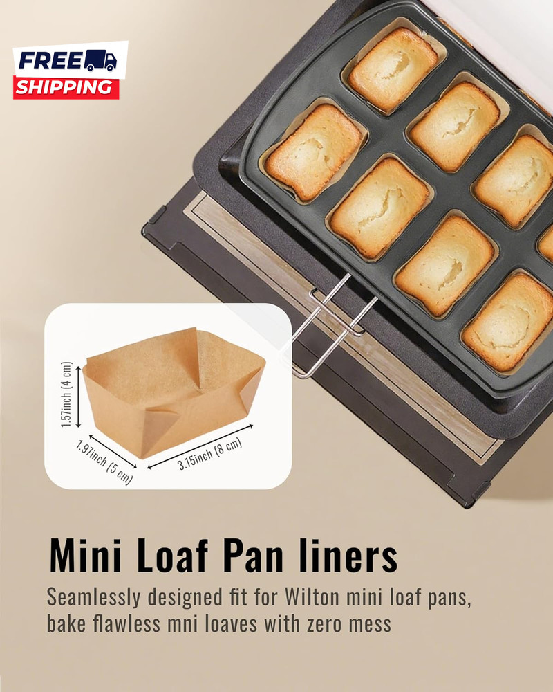 100 Pcs Mini Loaf Pan Liners Compatible with Wilton Mini Loaf Pan