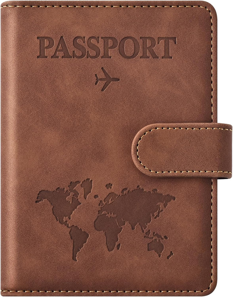 RFID Blocking Passport Holder Travel Wallet PU Leather Organizer