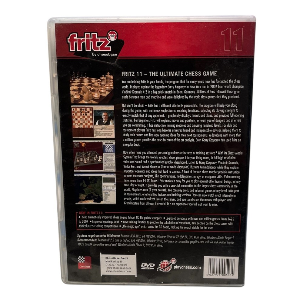 chess Fritz 11 chessbase Computer world Champion DVD software program READ D15