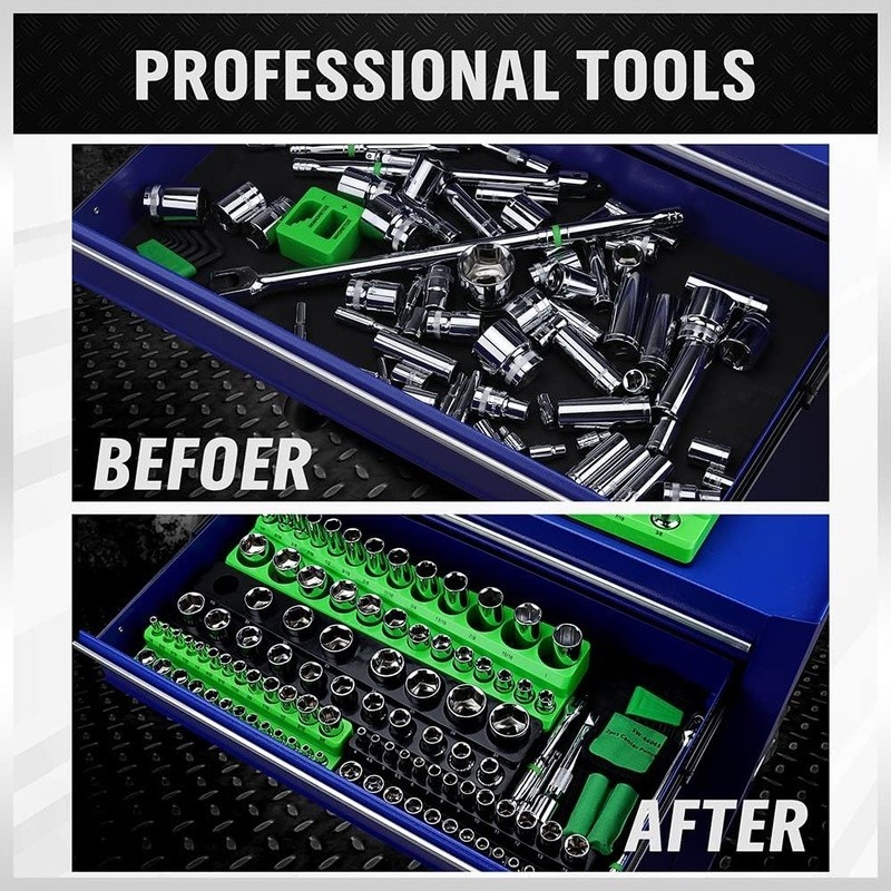 Heavy Duty Magnetic Socket Organizers Set 143pcs ABS Tool Storage Organizer New