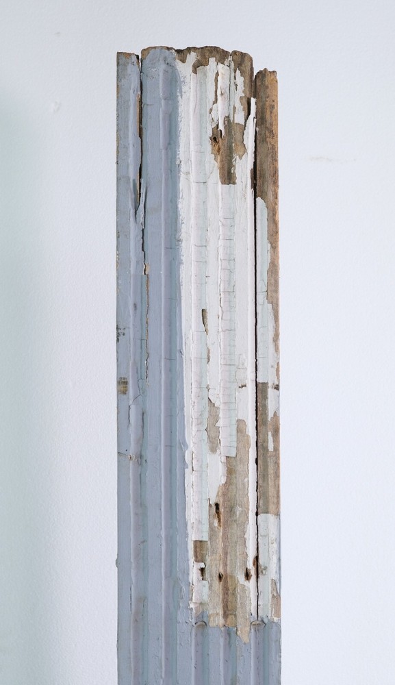 Pair of 7 ft Blue Fluted Square Pine Columns