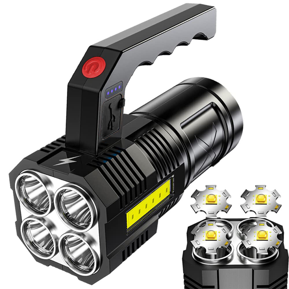 Super Bright 12000000LM Torch 4 LED Flashlight USB Rechargeable Tactical lights