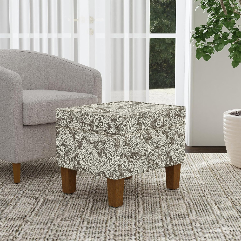 Home Decor |K7646-A880| Upholstered Modern Rectangular Storage Ottoman | Hinged