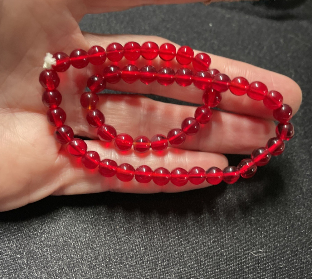 6mm Czech Pressed Glass Trans Ruby Red Round Beads, approx., 50 beads/strand