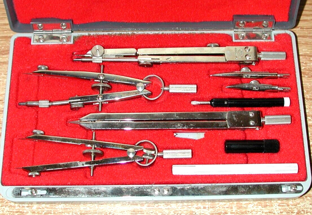VNTAGE DRAFTING TOOLS: ALVIN TECHGRAPH COMET, POST 1144A SET, BRUNING SLIDE RULE