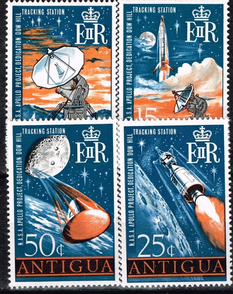 Antigua US Space Apollo Project Moon Explorers set 1969 MNH