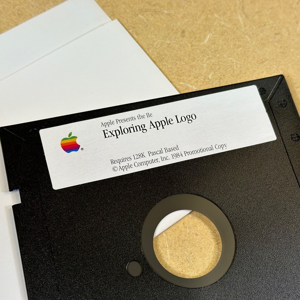 Rare Apple IIe TUTORIAL Double-sided disk Getting ..BASIC / Exploring Apple Logo