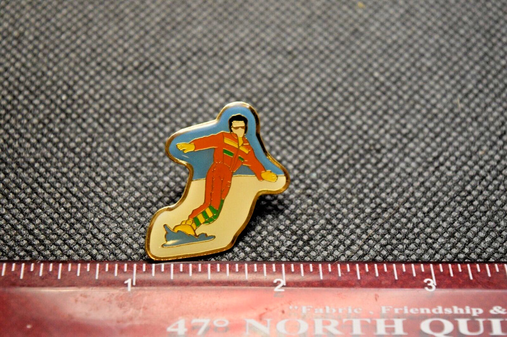 Snowboarder Orange Ski Pin