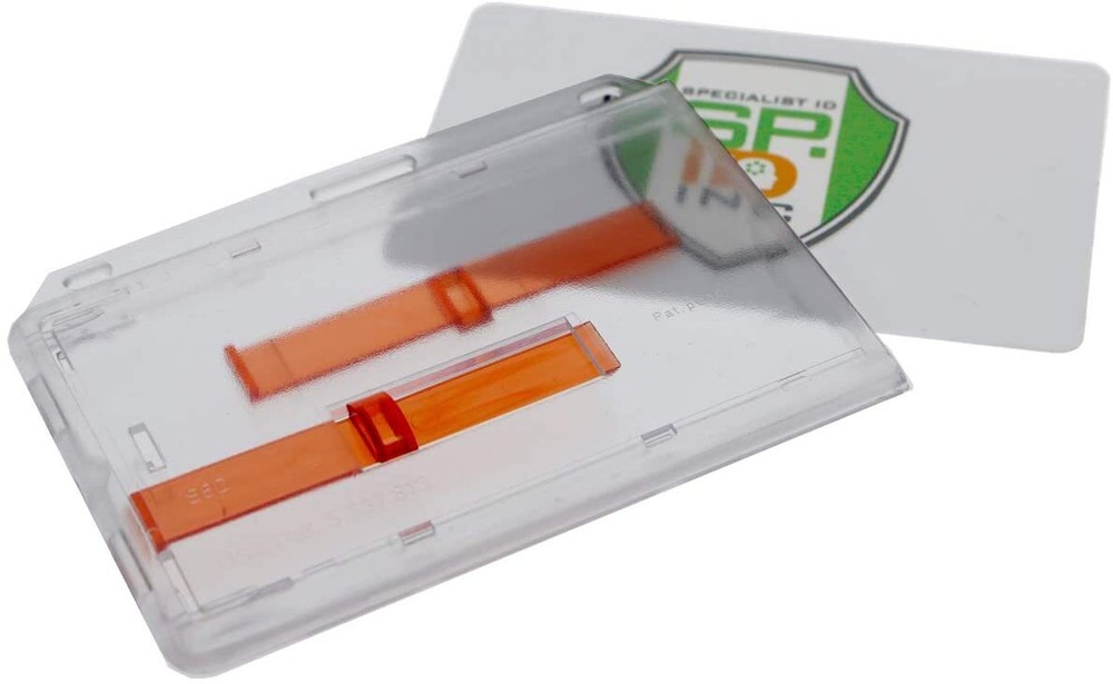 Two Card Badge Holder - Horizontal Case with Double Red Extractor Slide Tabs
