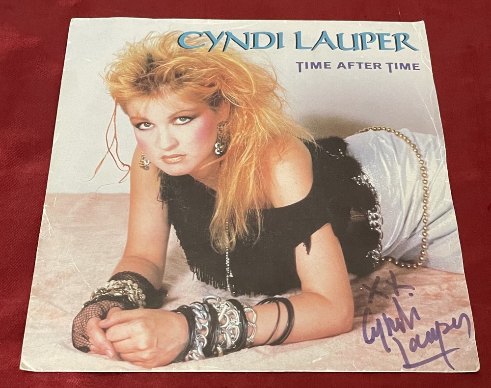 Cyndi Lauper signed autograph vinyl single Time After Time