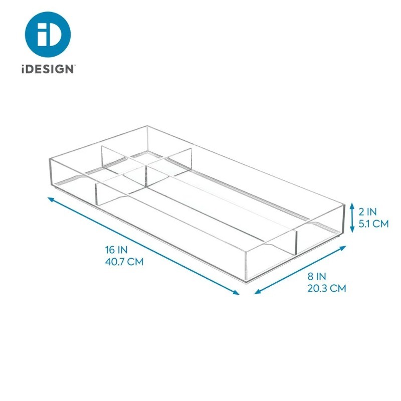 iDesign Plastic Divided Drawer Organizer, Storage Container for Vanity