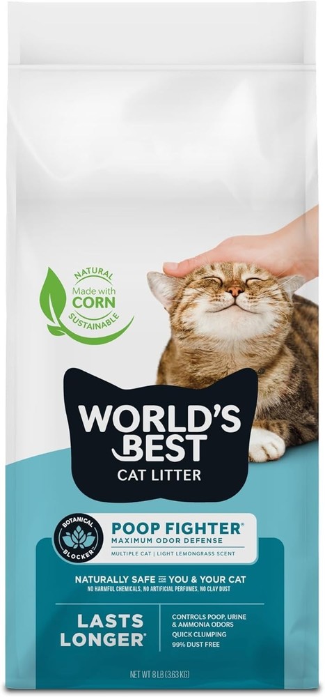WORLD'S BEST CAT LITTER Poop Fighter Maximum Odor Defense, 8-Pounds -