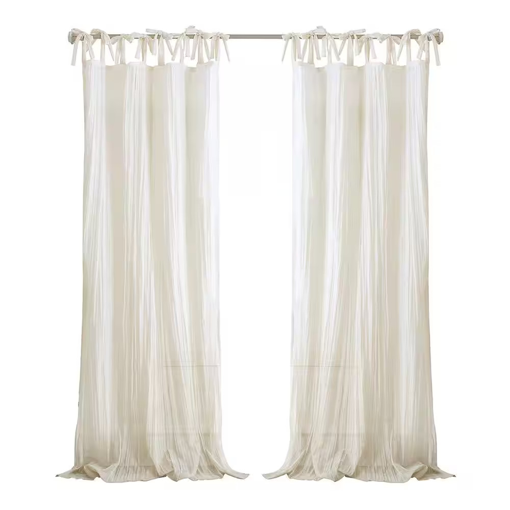 Ivory Solid Tab Top Sheer Curtain - 52 In. W X 108 In. L