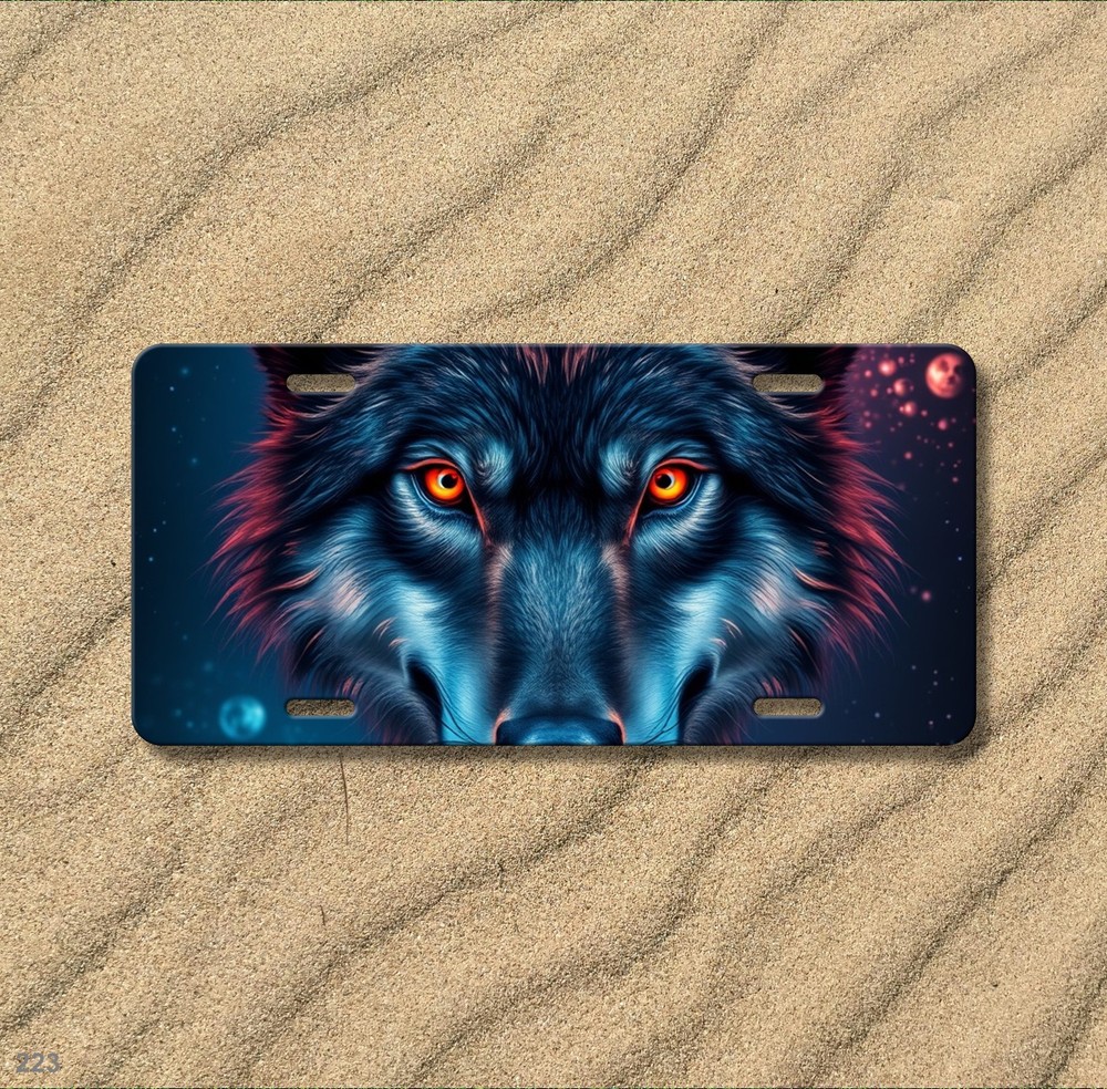 Hyperrealistic Wolf License Plate Your Text Universal Fit Plate Unique Gift