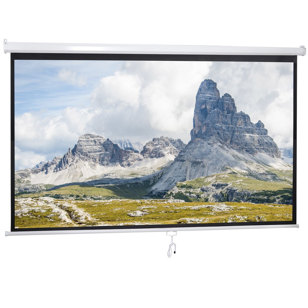 Diagonal Projection Projector Screen HD Manual Pull Down Home Theater 100" 16:9