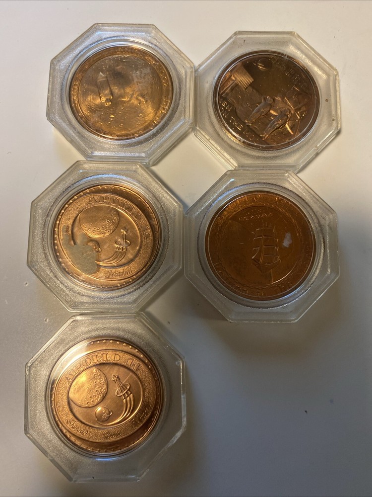 Apollo Copper Round Commemorative Coins Set Of 5