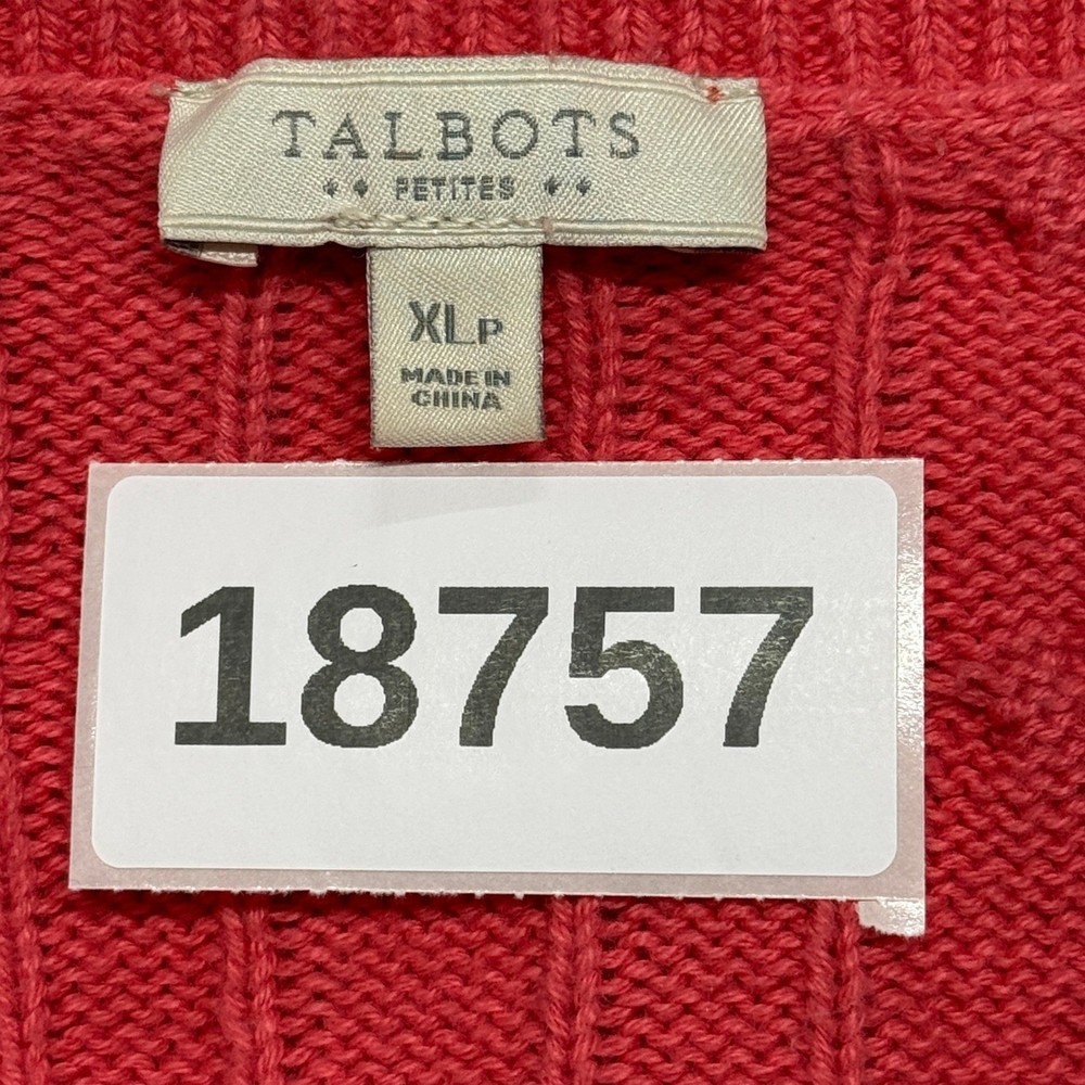 Talbots Sweater Womens XL Petite Pink Cable Knit Button Shoulder Pullover