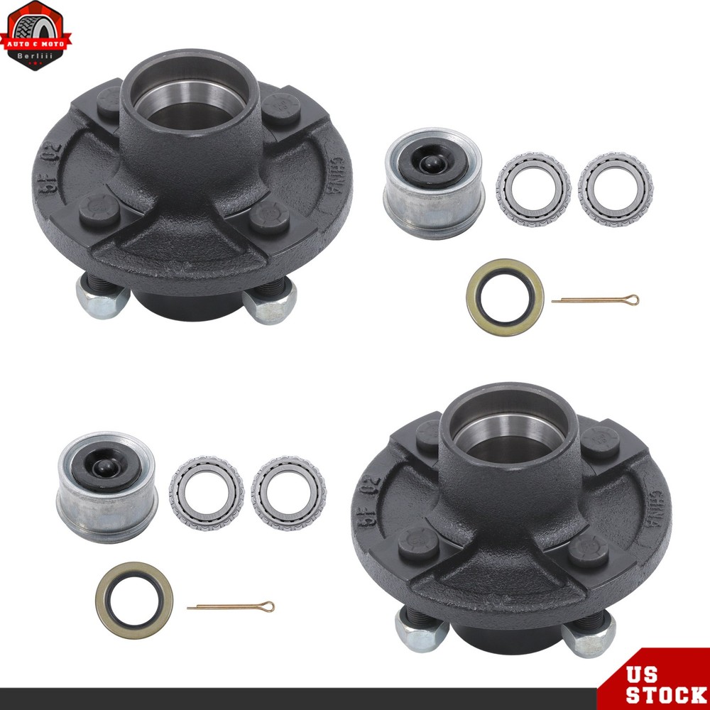 Set of 2 For 2000 lbs.1" Spindle with 4 on 4" Trailer  Wheel Hub Bearing Kits