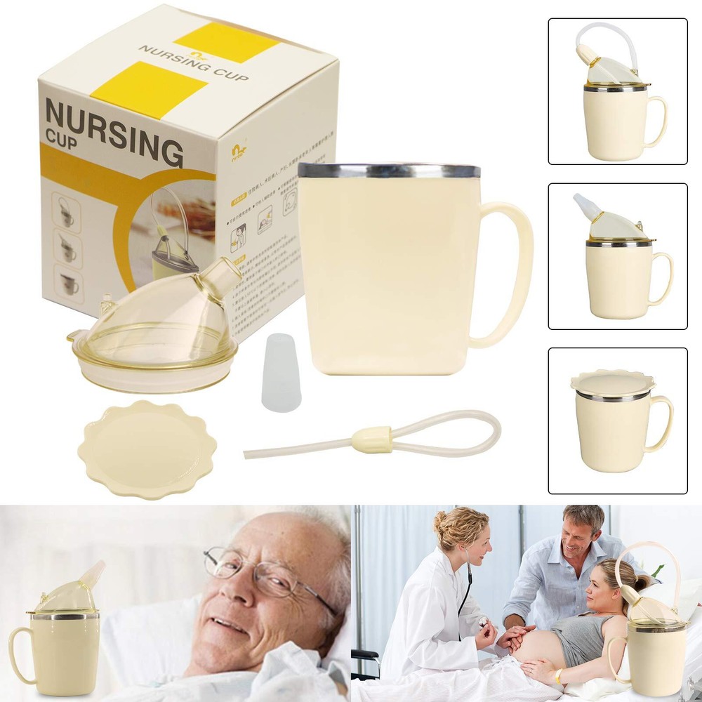 Convalescent Feeding Cup, Drinking Cup with Straw for Disabled Patient Matern...