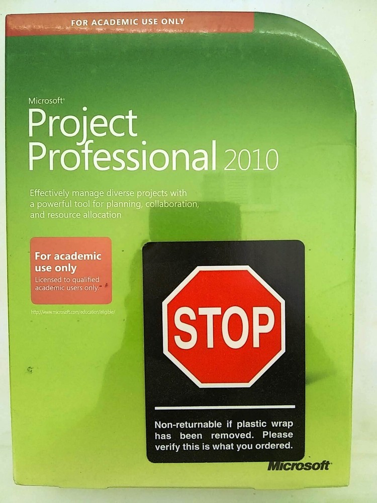 Microsoft Project Professional 2010 Retail Package (Academic Use) New Sealed