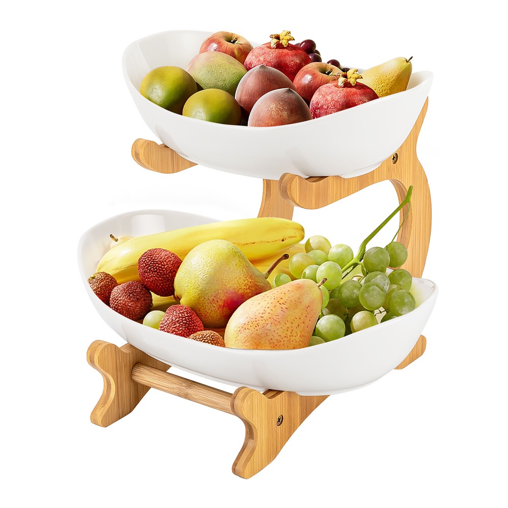 2 Tier Fruit Basket, Fruit Bowl for Kitchen Counter, Fruit Basket for Kitchen