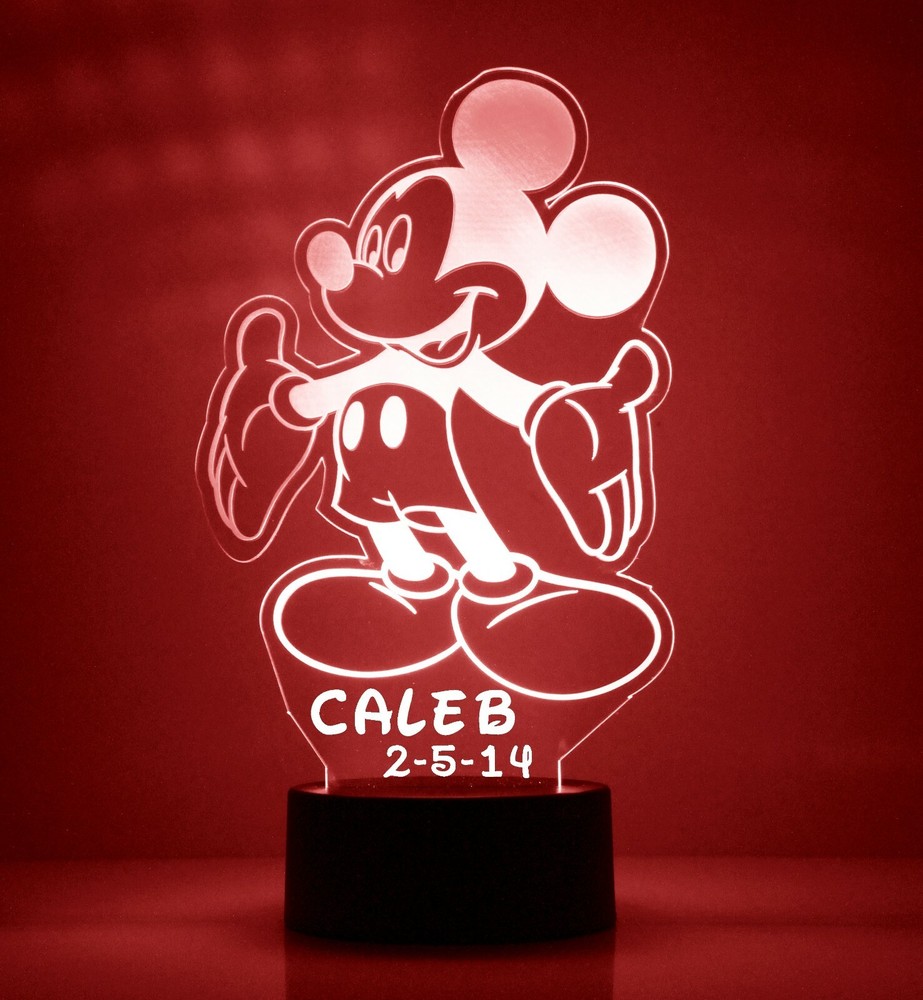 Mickey Mouse Personalized FREE LED Night Light Lamp with Remote Control Light