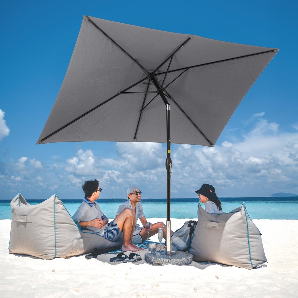 Wisteria Lane Patio Umbrella, Rectangular Metal Pole Grey