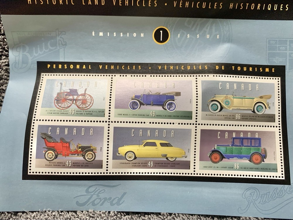 Historic Land Vehicles 2 Stamp Sheets Canada New