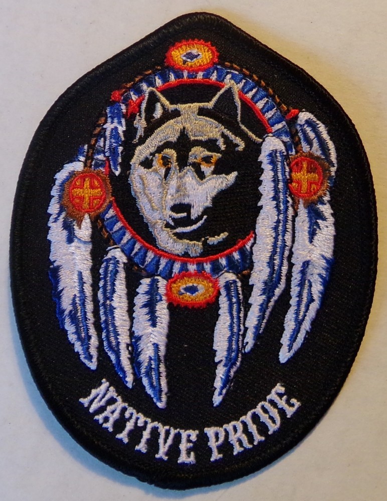 NATIVE PRIDE BIKER PATCH - WOLF FEATHERS DREAM CATCHER