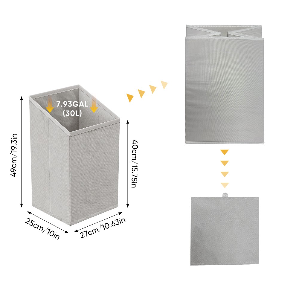 Sloping laundry basket with removable inner basket, concealed laundry basket
