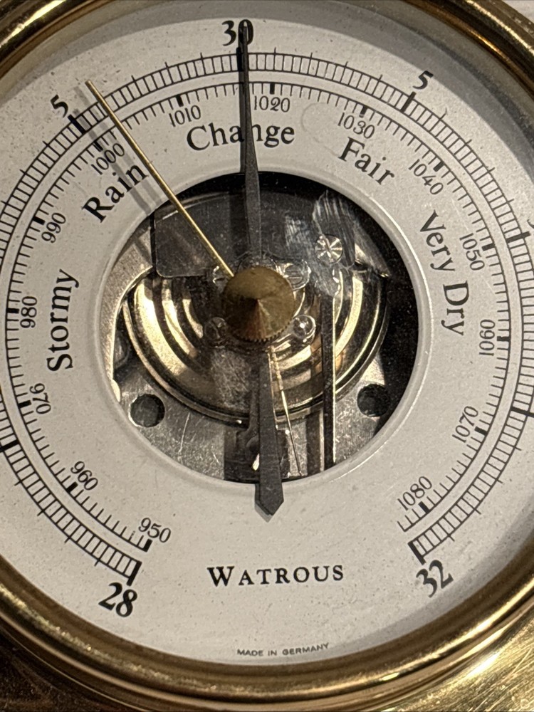 Vintage Watrous German Brass Nautical Barometer.