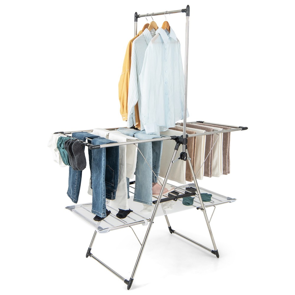 2-Tier Folding Clothes Drying Rack Laundry Drying Rack Laundry Drying Rack Metal