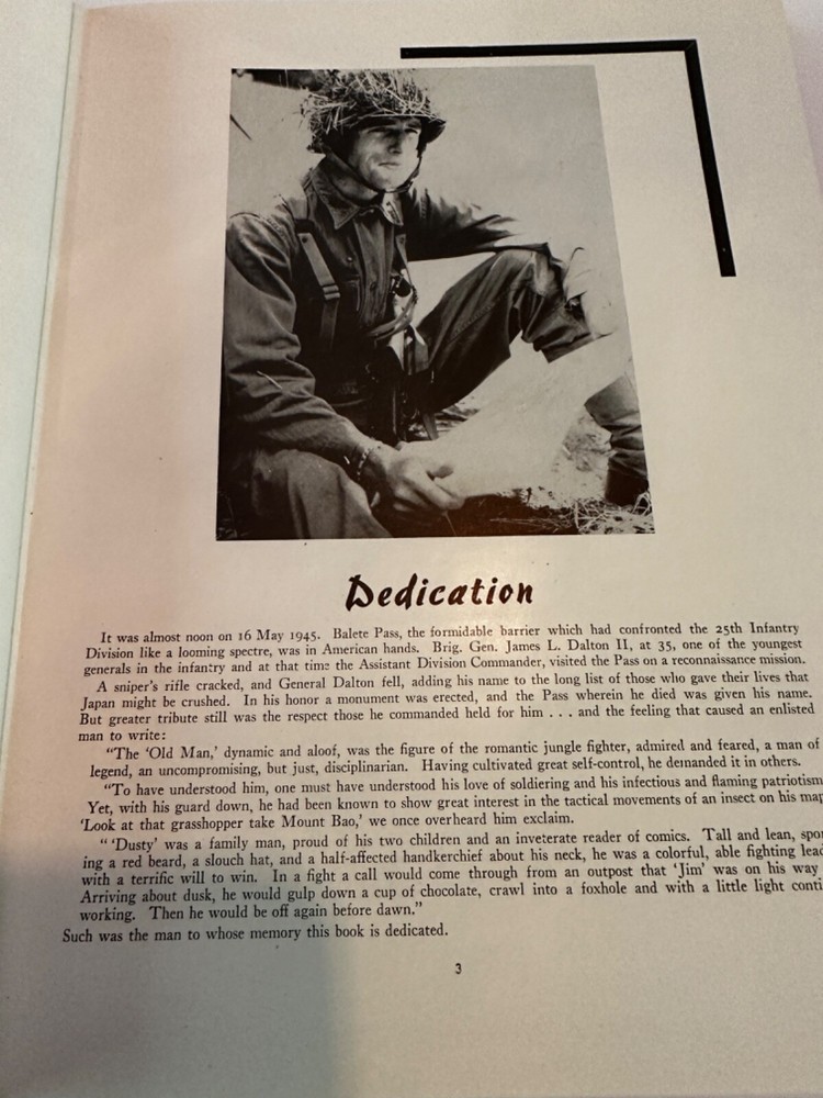 WWII 25 infantry Division History Book